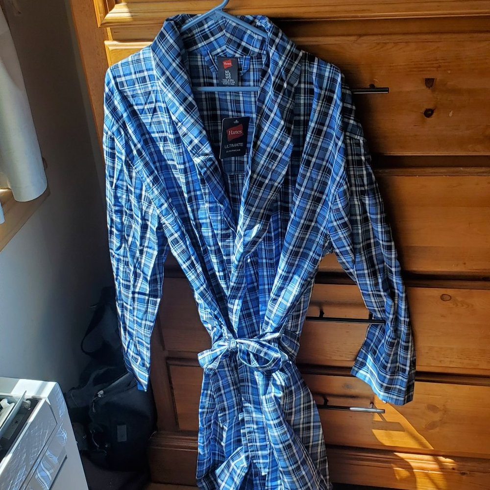 Hanes NWT Belted Men's Comfort Robe Plaid Size M/L